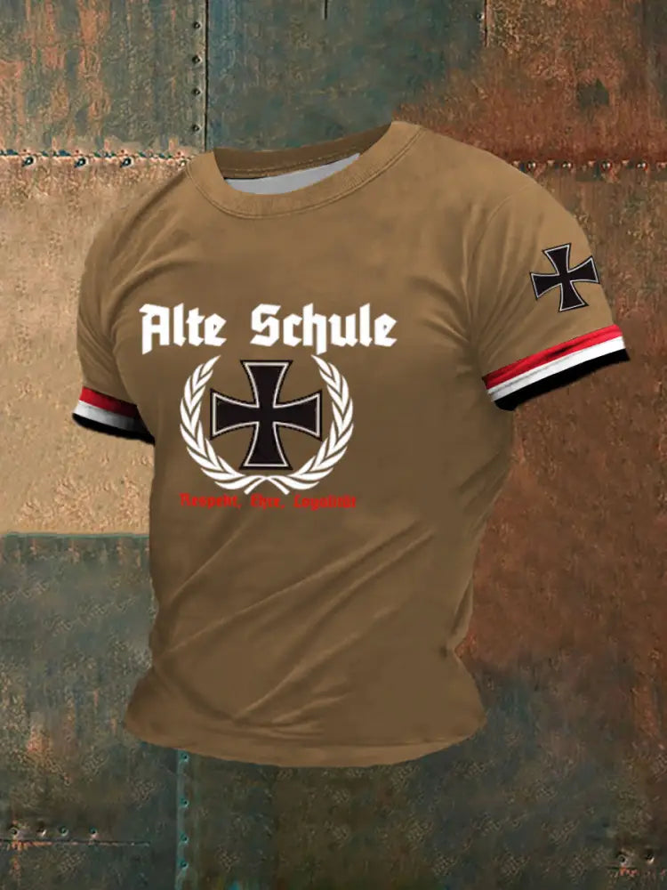 Men’s Alte Schule Printed Short Sleeve T-Shirt Brown / S