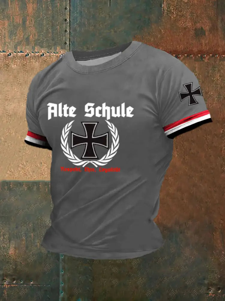 Men’s Alte Schule Printed Short Sleeve T-Shirt Gray / S