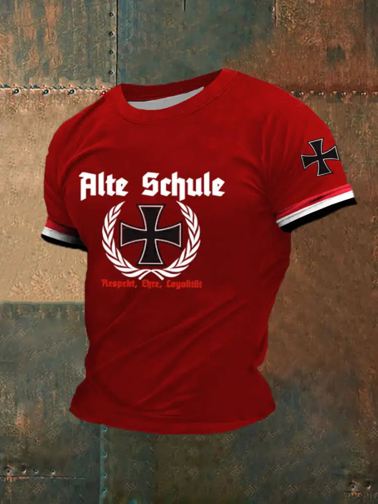 Men’s Alte Schule Printed Short Sleeve T-Shirt Red / S
