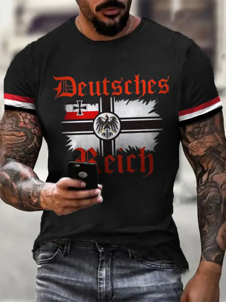 Men’s Deutsches Reich Printed Short Sleeve T-Shirt Black / S
