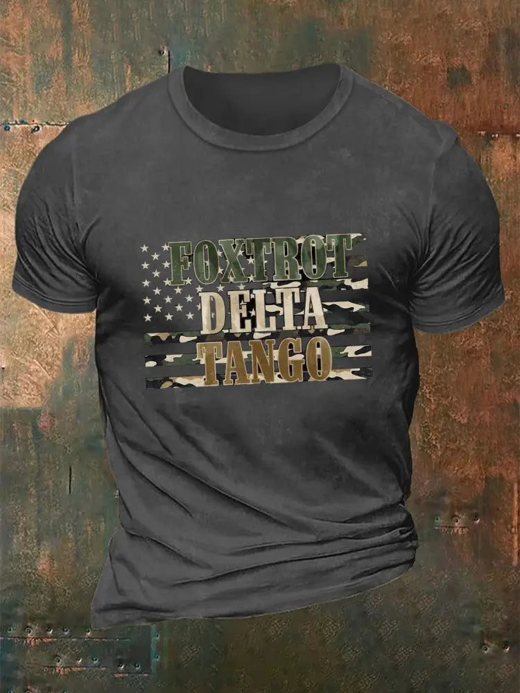Men’s Foxtrot Delta Tango Printed Casual T-Shirt Dark Gray / M