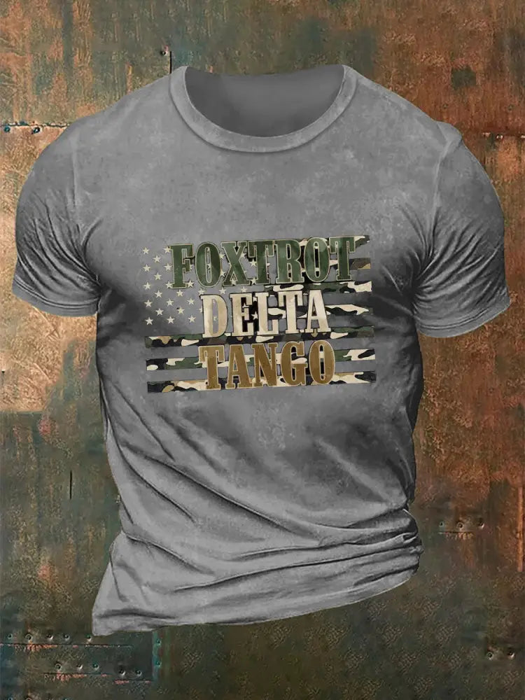 Men’s Foxtrot Delta Tango Printed Casual T-Shirt Light Gray / M