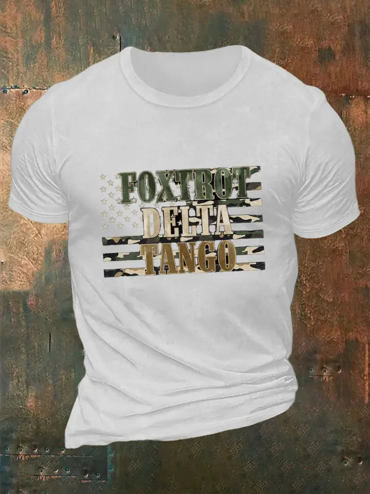 Men’s Foxtrot Delta Tango Printed Casual T-Shirt White / M