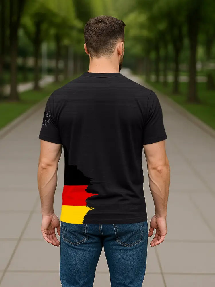 Men’s German Iron Cross Skull Print T-shirt