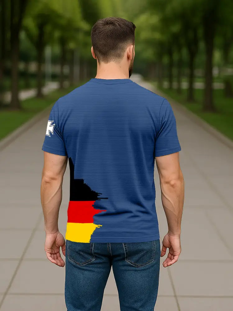 Men’s German Iron Cross Skull Print T-shirt