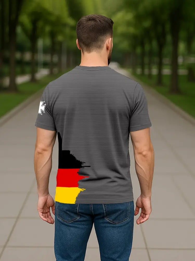 Men’s German Iron Cross Skull Print T-shirt