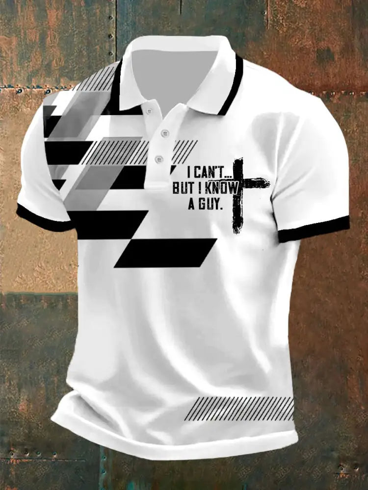 Men’s I Can’t But I Know A Guy Printed Polo Shirt Black / S