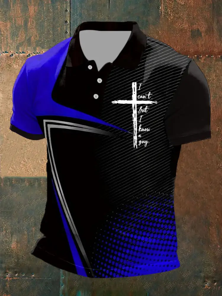 Men’s I Can’t But I Know A Guy Printed Polo Shirt Blue / S