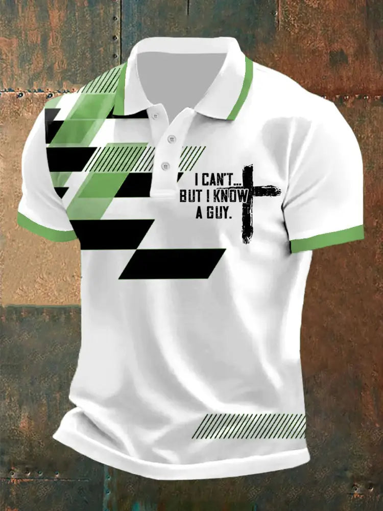 Men’s I Can’t But I Know A Guy Printed Polo Shirt Green / S