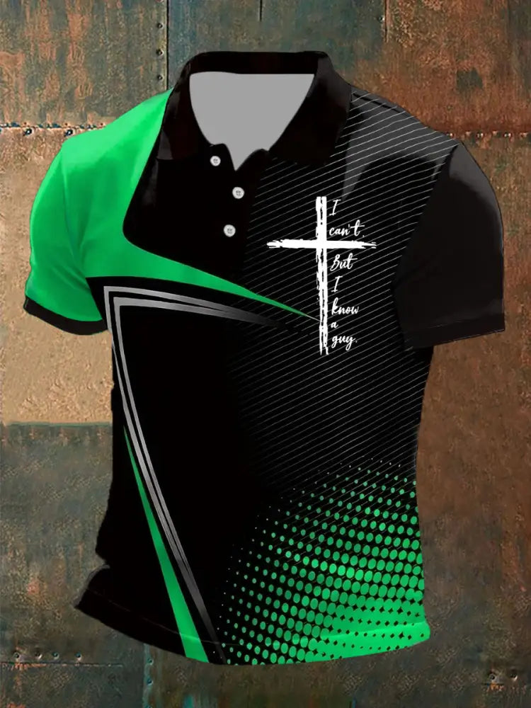 Men’s I Can’t But I Know A Guy Printed Polo Shirt Green / S