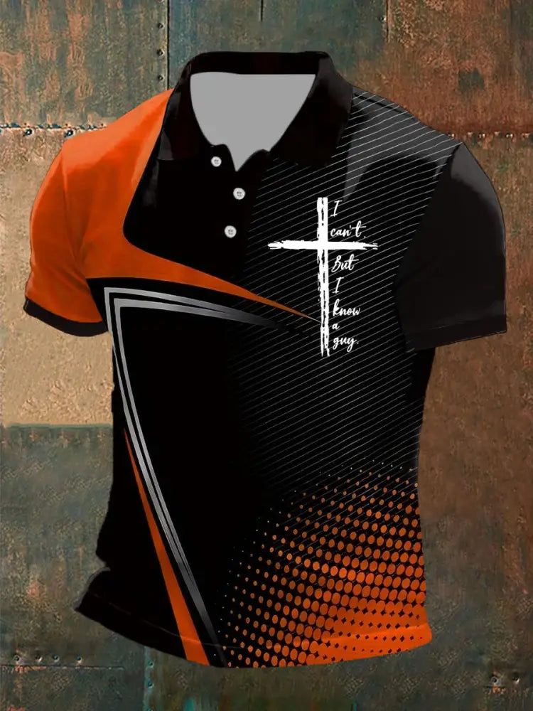 Men’s I Can’t But I Know A Guy Printed Polo Shirt Orange / S