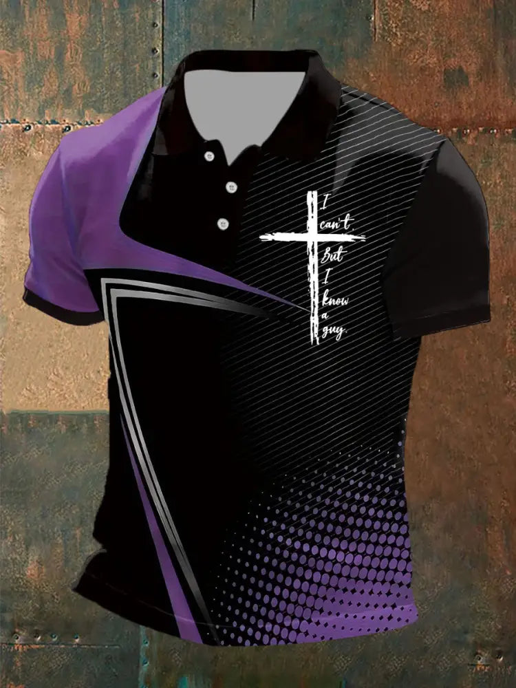 Men’s I Can’t But I Know A Guy Printed Polo Shirt Purple / S