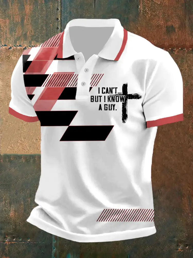 Men’s I Can’t But I Know A Guy Printed Polo Shirt Red / S