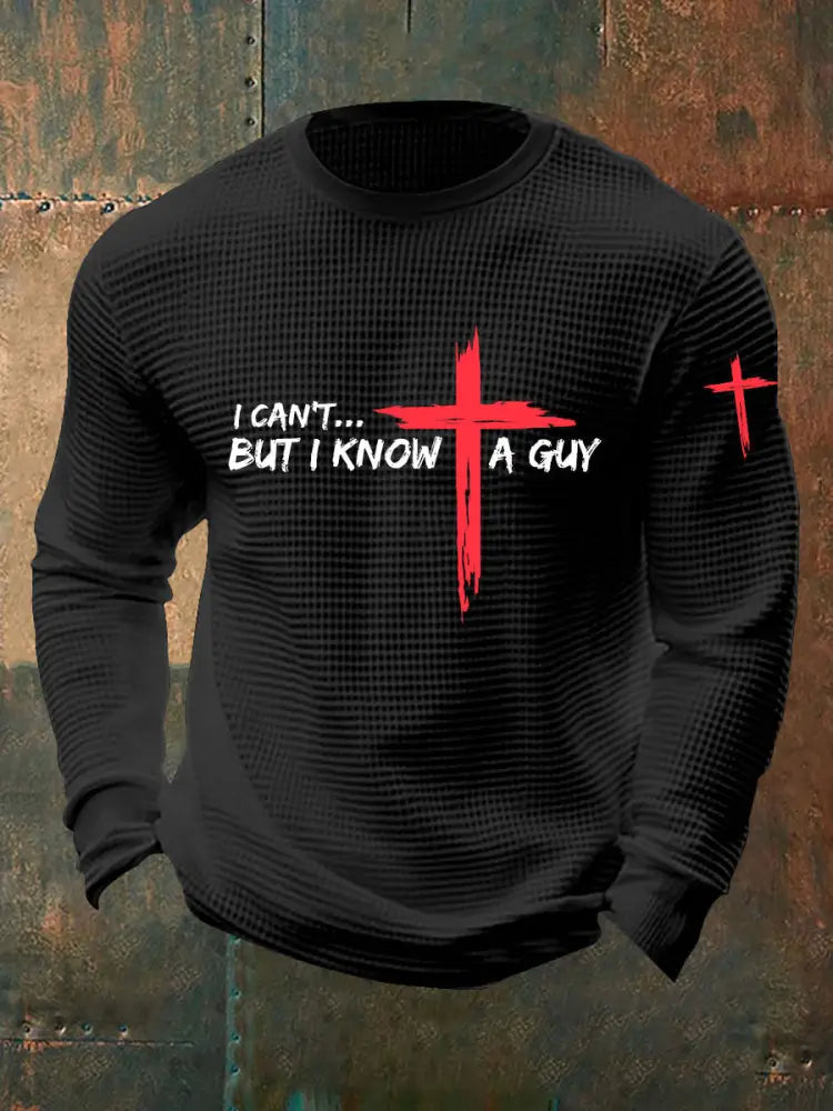 Men’s I Can’t But I Know A Guy Waffle Print T-shirt Black / S
