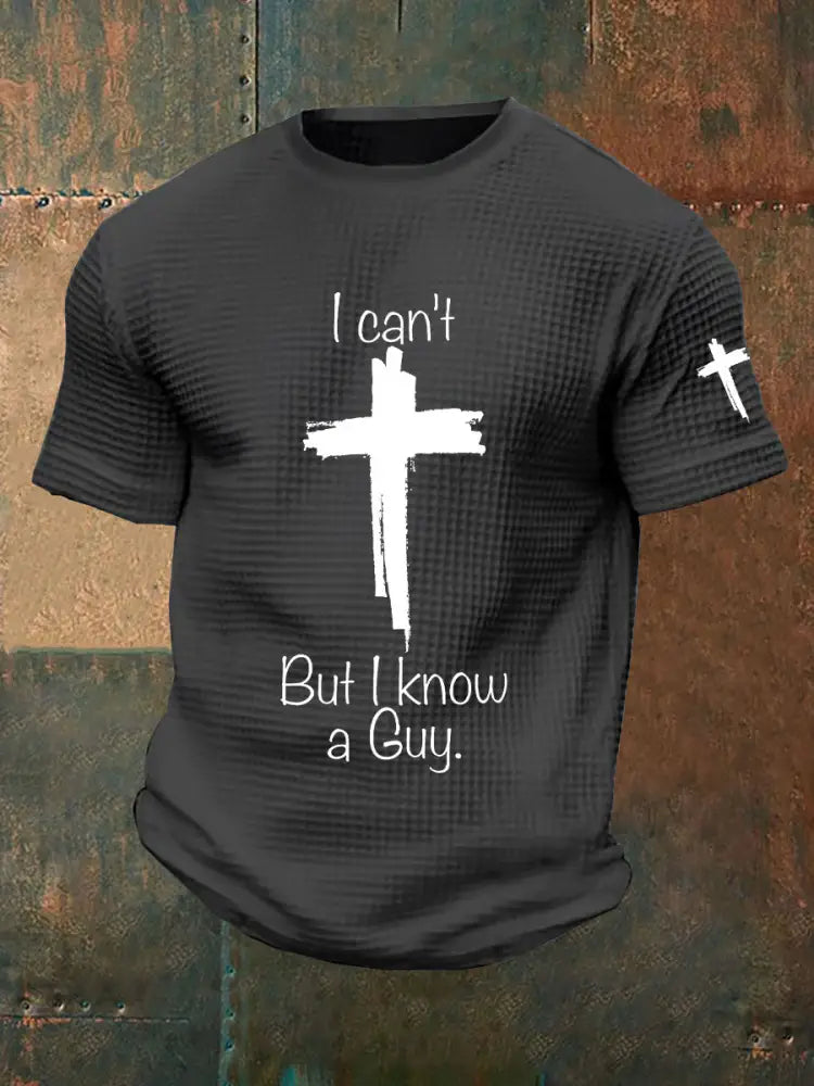 Men’s I Can’t But I Know A Guy Waffle Print T-shirt Dark Gray / S