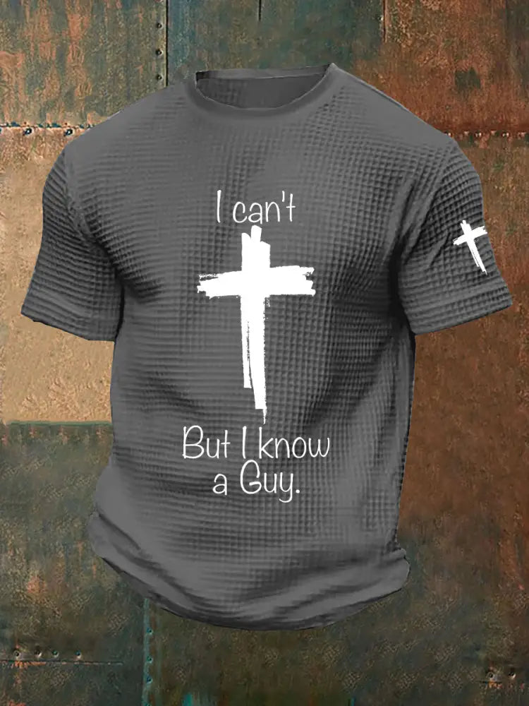 Men’s I Can’t But I Know A Guy Waffle Print T-shirt Light Gray / S