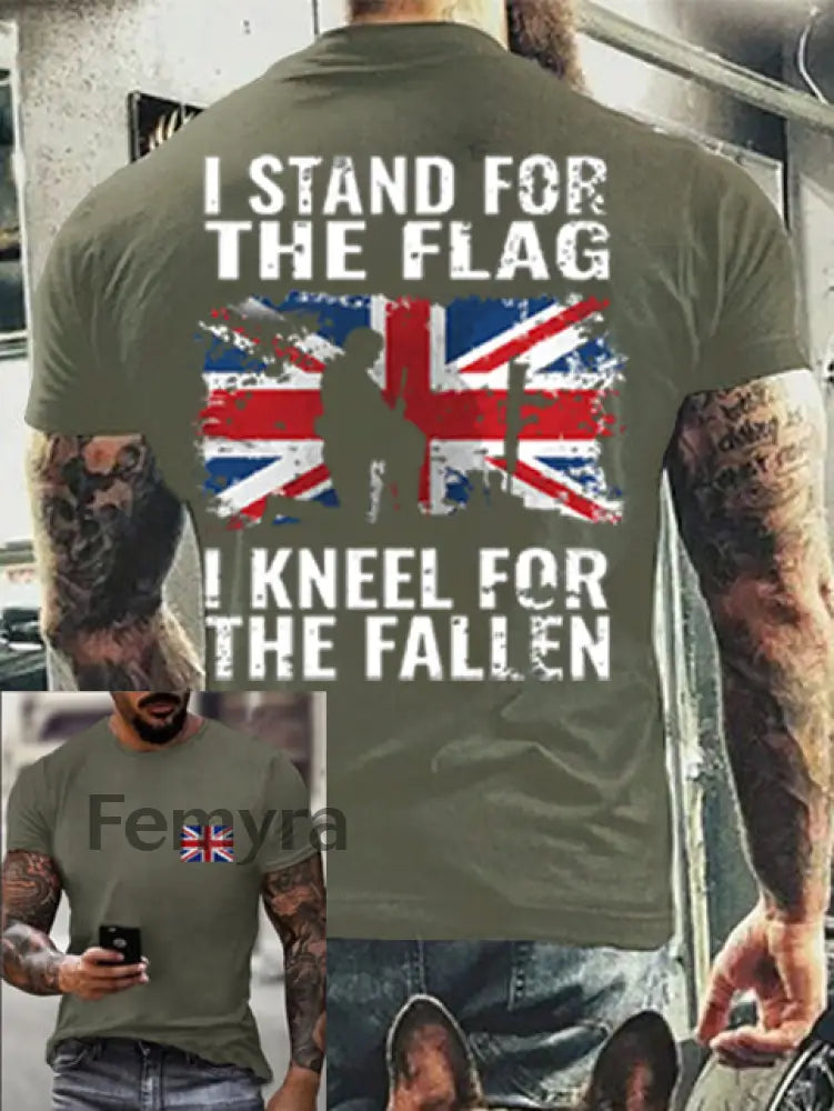 Men’s Kneel For The Fallen T Shirt Army Green / S
