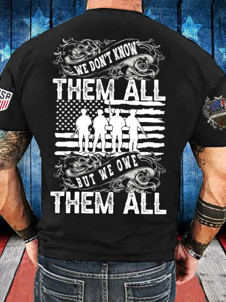 Men’s Memorial Day Veteran We Owe Them All Printed T-shirt Black / S