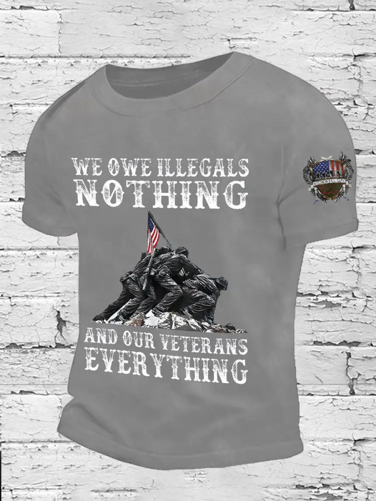 Men’s Memorial Day Veteran We Owe Them All Printed T-shirt Light Gray / S