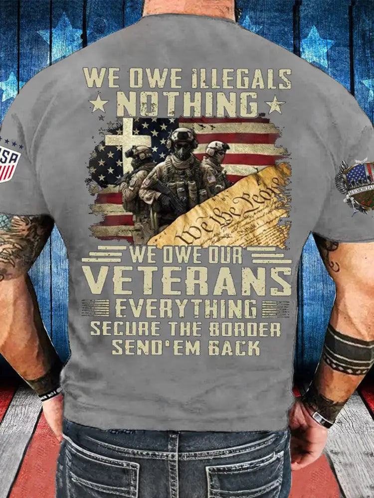 Men’s Memorial Day Veteran We Owe Them All Printed T-shirt Light Gray / S