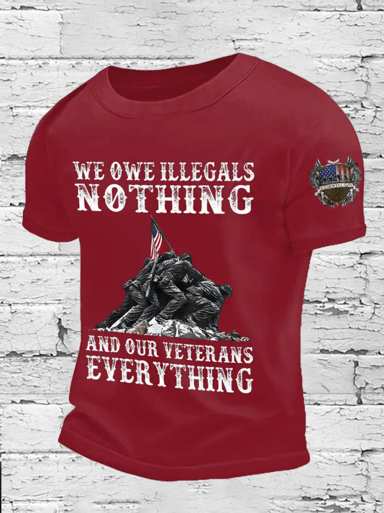 Men’s Memorial Day Veteran We Owe Them All Printed T-shirt Red / S