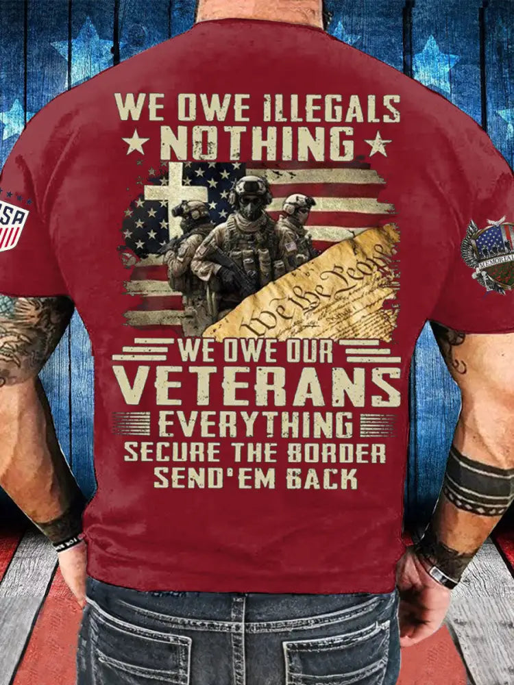 Men’s Memorial Day Veteran We Owe Them All Printed T-shirt Red / S