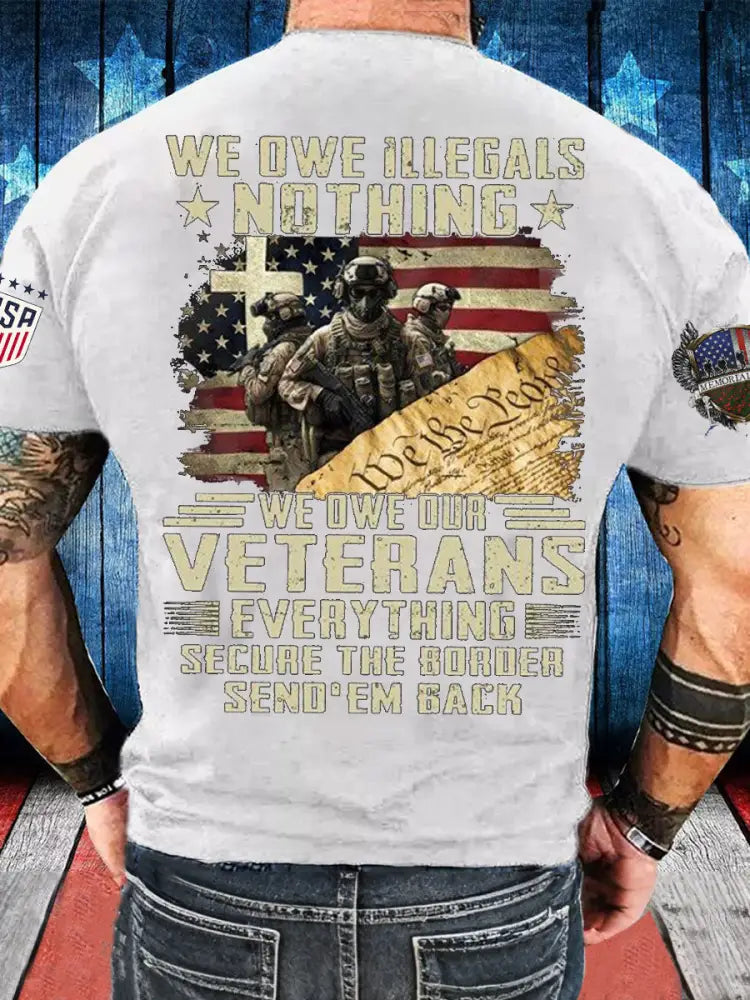 Men’s Memorial Day Veteran We Owe Them All Printed T-shirt White / S