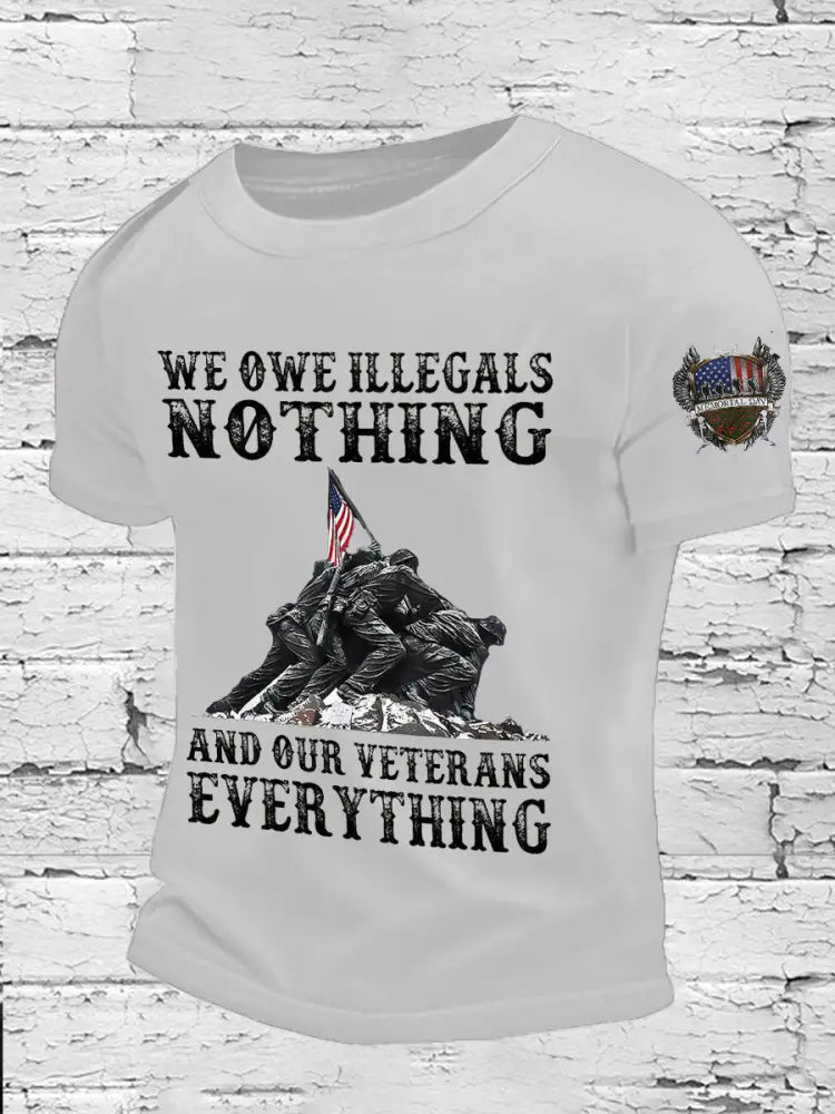 Men’s Memorial Day Veteran We Owe Them All Printed T-shirt White / S