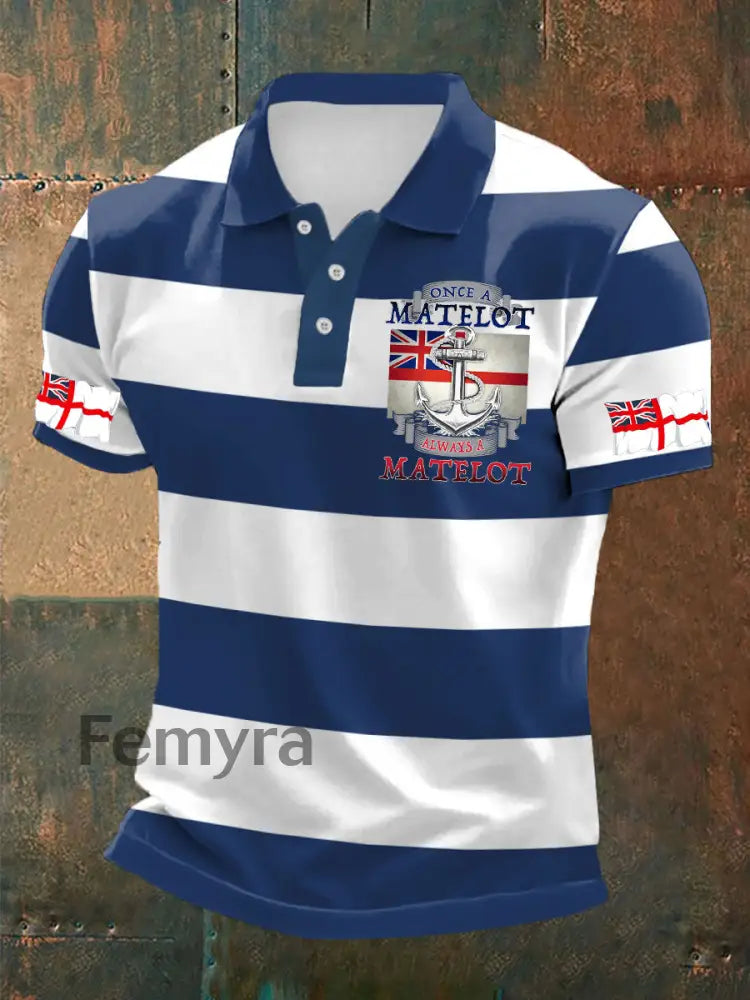 Men’s Royal Navy Veteran Once A Matelot Always A Matelot Printed Casual Tops Navy Blue / S