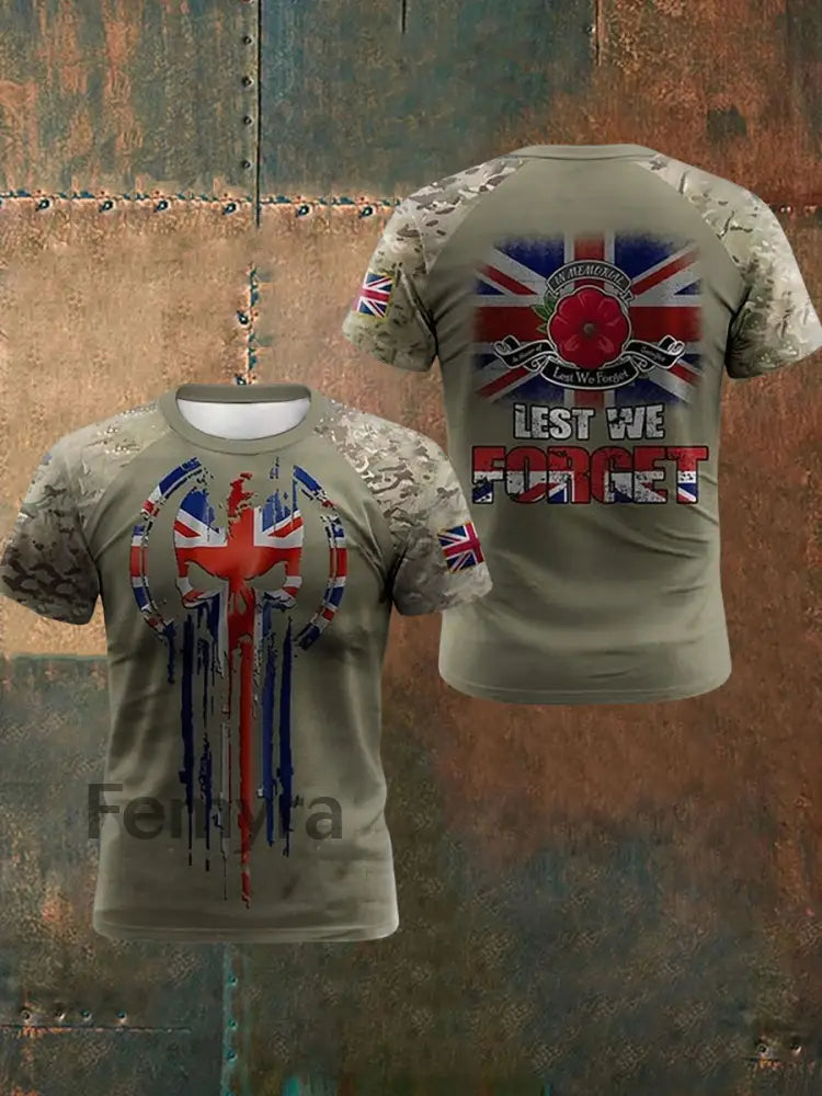 Men’s UK Flag British Veteran Short Sleeves Tee Army Green / S