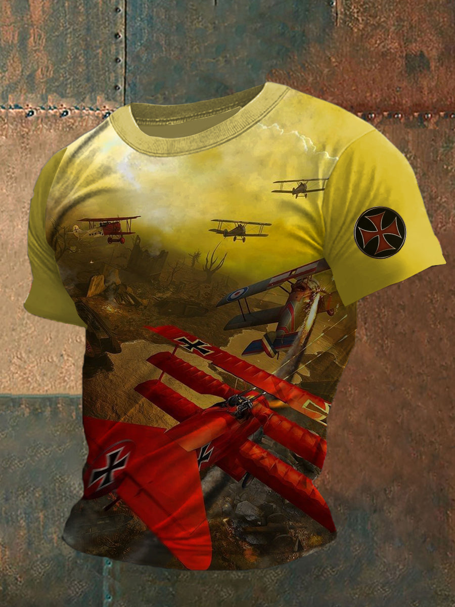 England Fighter Jets Printed Vintage Fashion Loose Short Sleeve T-Shirt