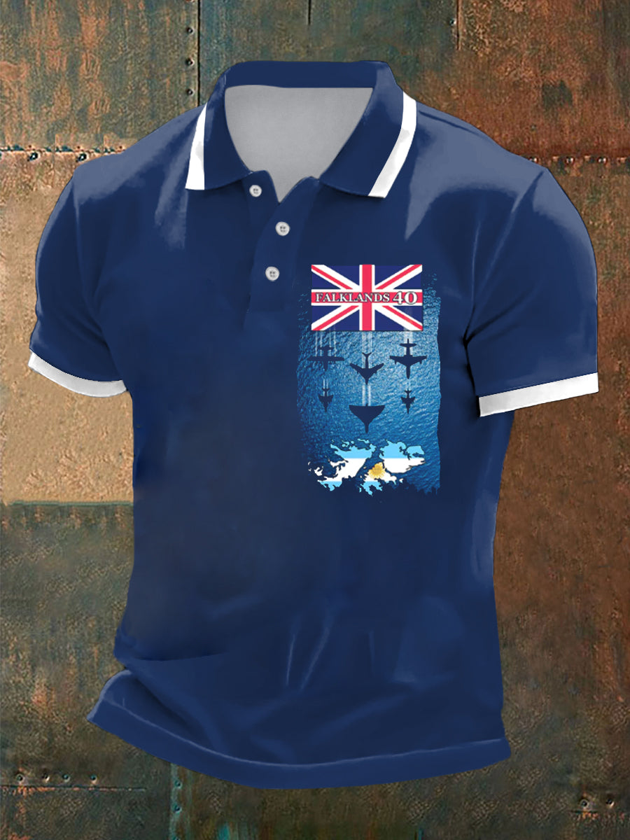 Men's Vintage British Casual Short-Sleeved Polo Shirt