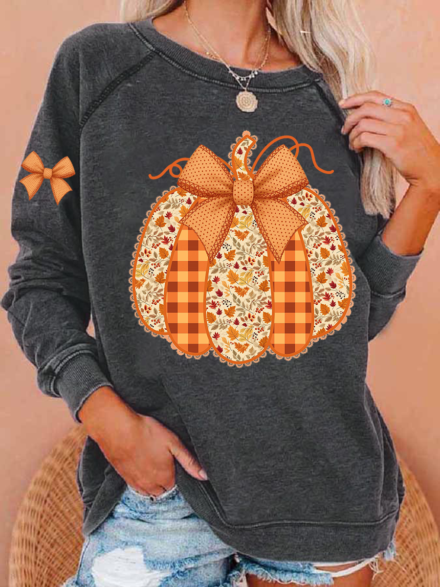 Women's Pumpkin Art Print Sweatshirt