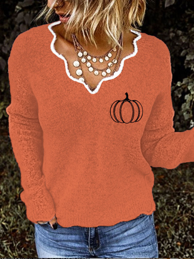 Women's Pumpkin Art Print Sweatshirt