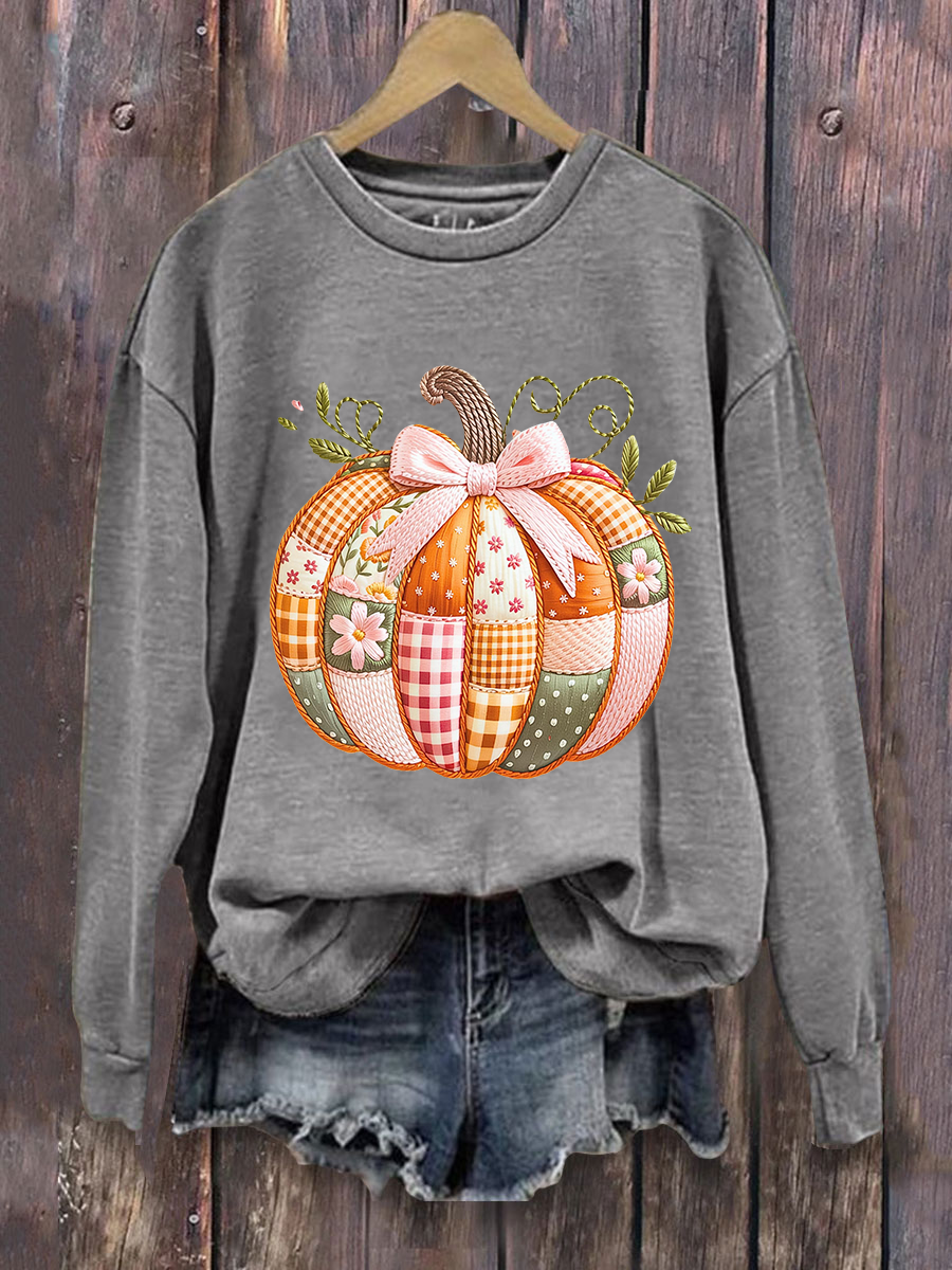 Women's Pumpkin Art Print Sweatshirt