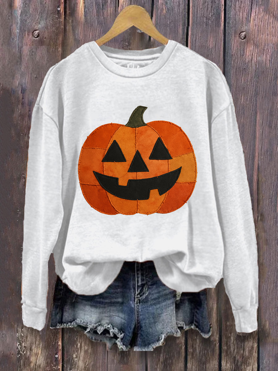 Women's Pumpkin Art Print Sweatshirt