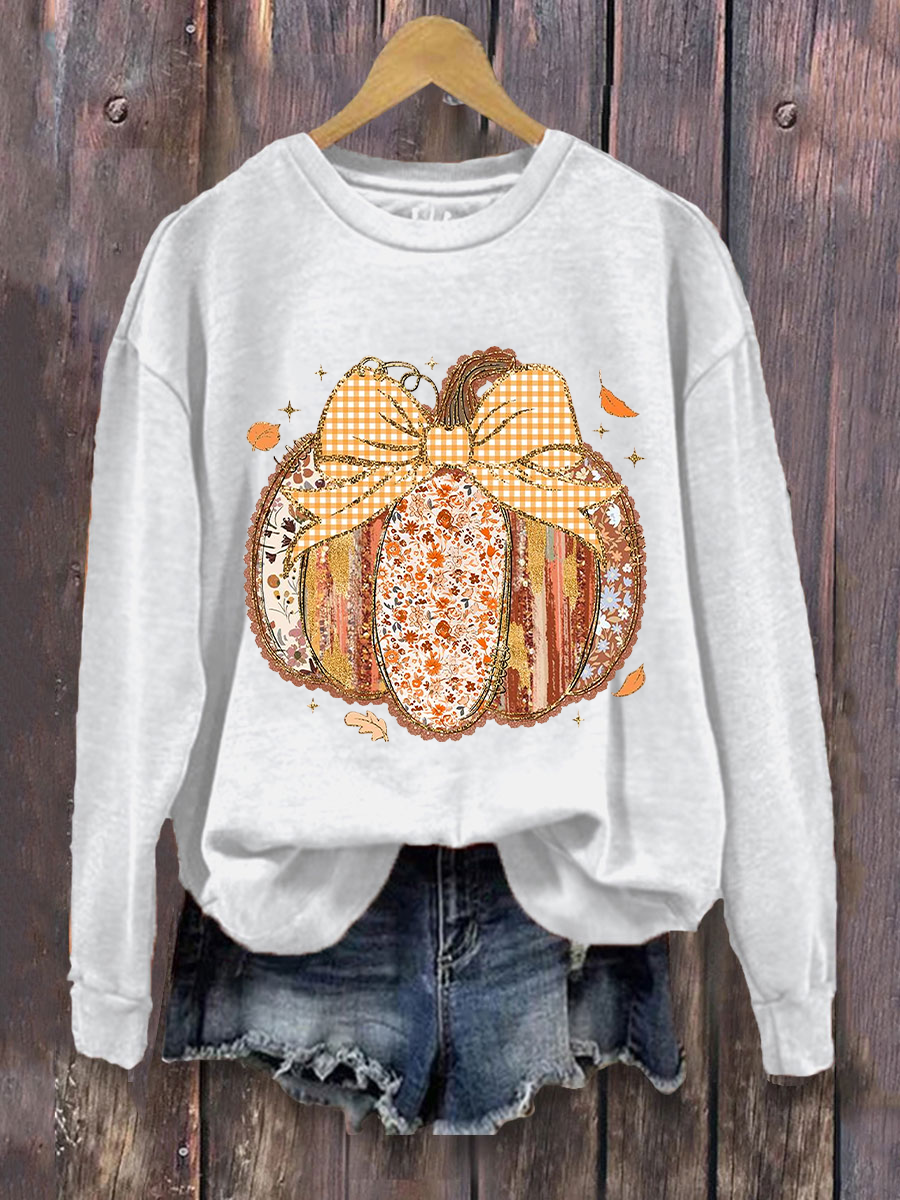 Women's Pumpkin Art Print Sweatshirt