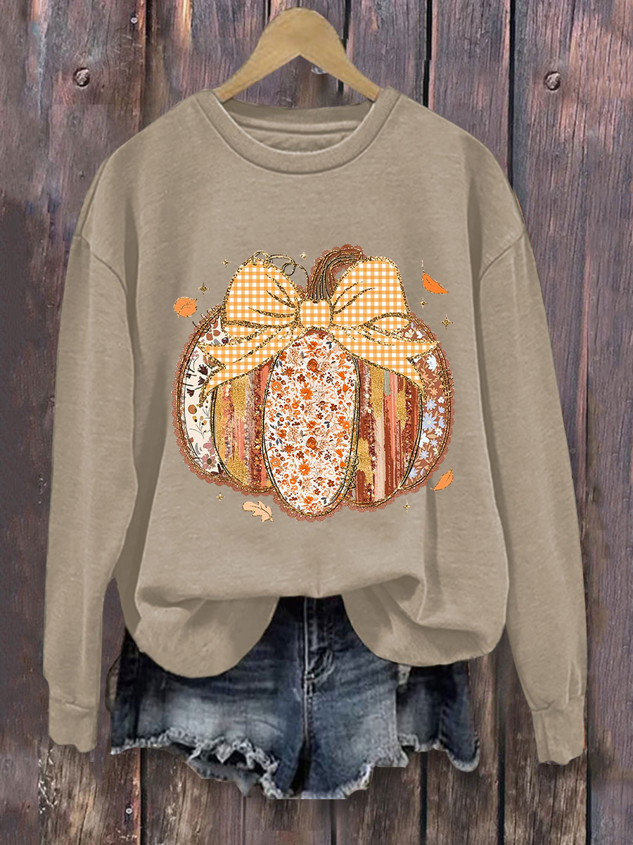 Women's Pumpkin Art Print Sweatshirt