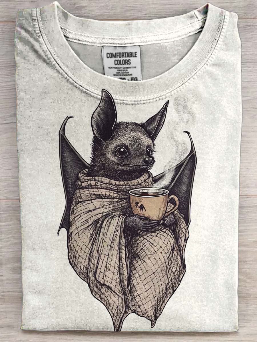 Halloween Bat Print Casual Short Sleeve T-Shirt
