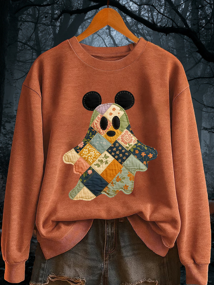 Women's Halloween Ghost Print Casual Sweatshirt