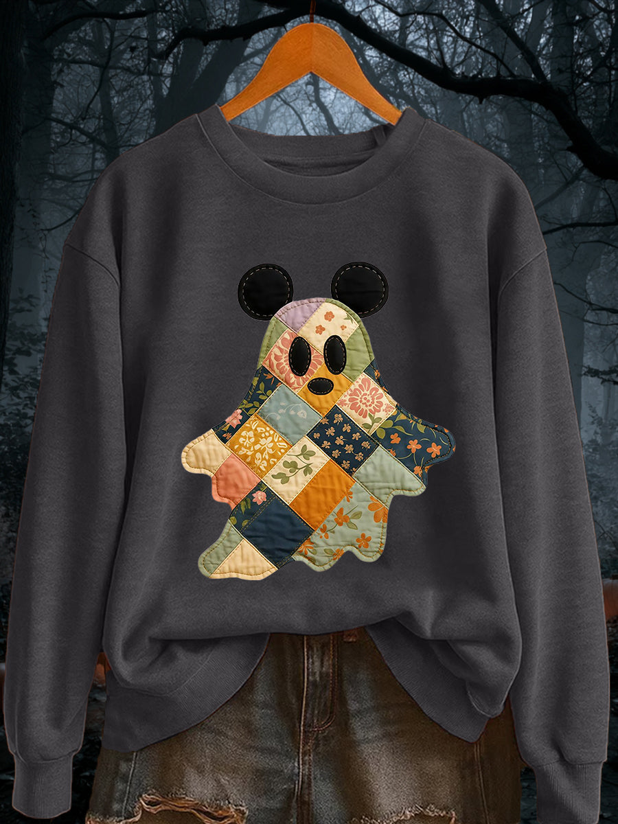 Women's Halloween Ghost Print Casual Sweatshirt