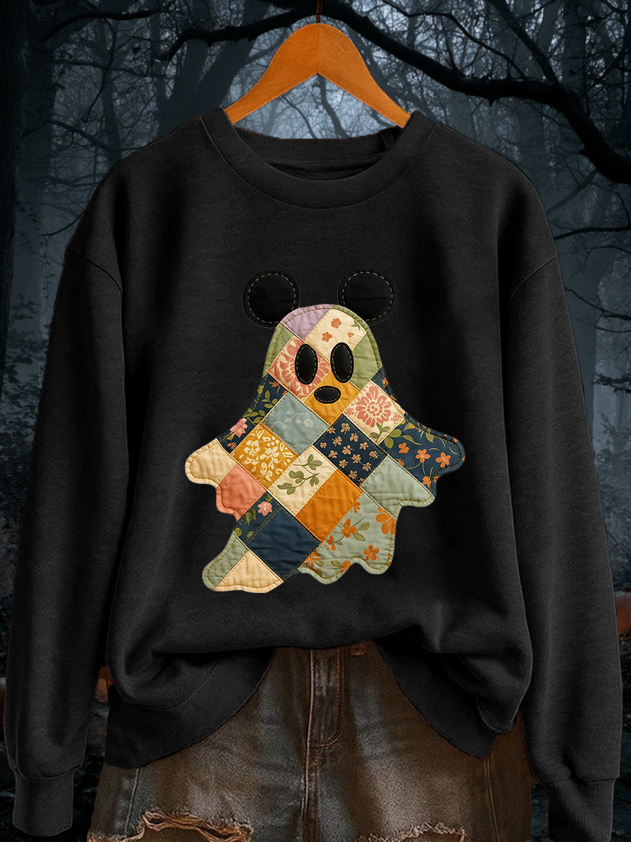 Women's Halloween Ghost Print Casual Sweatshirt