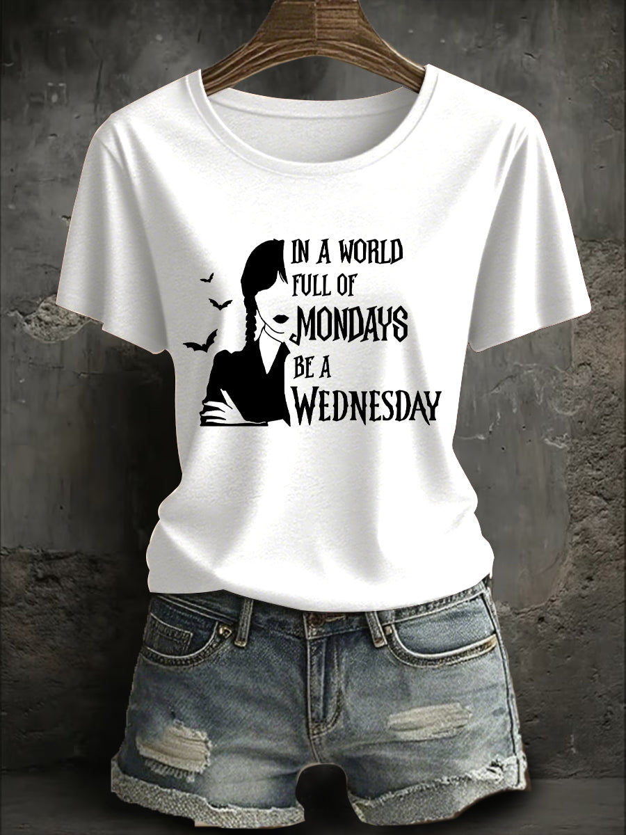 Women's Halloween Be A Wednesday Printed T-Shirt