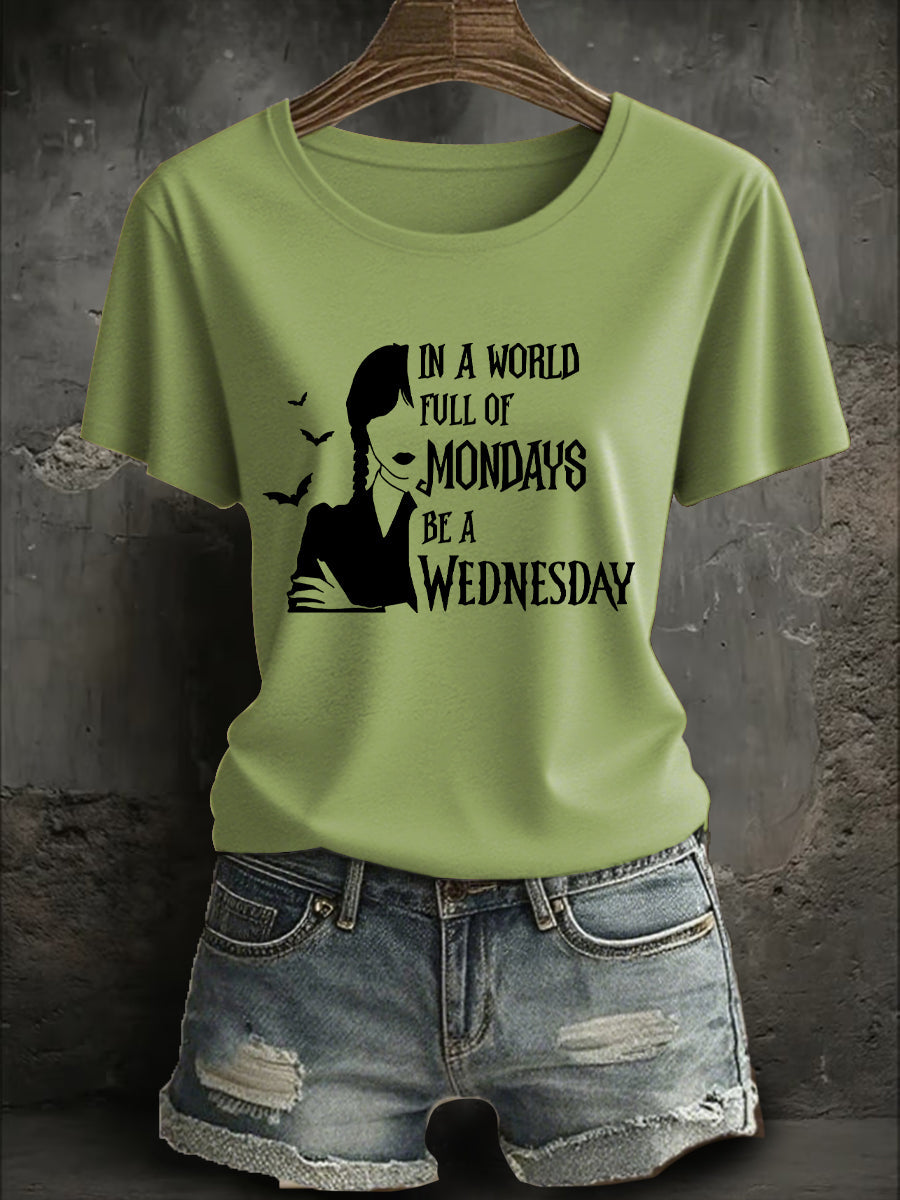 Women's Halloween Be A Wednesday Printed T-Shirt