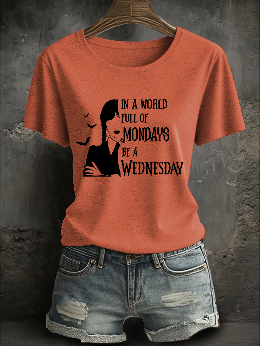 Women's Halloween Be A Wednesday Printed T-Shirt