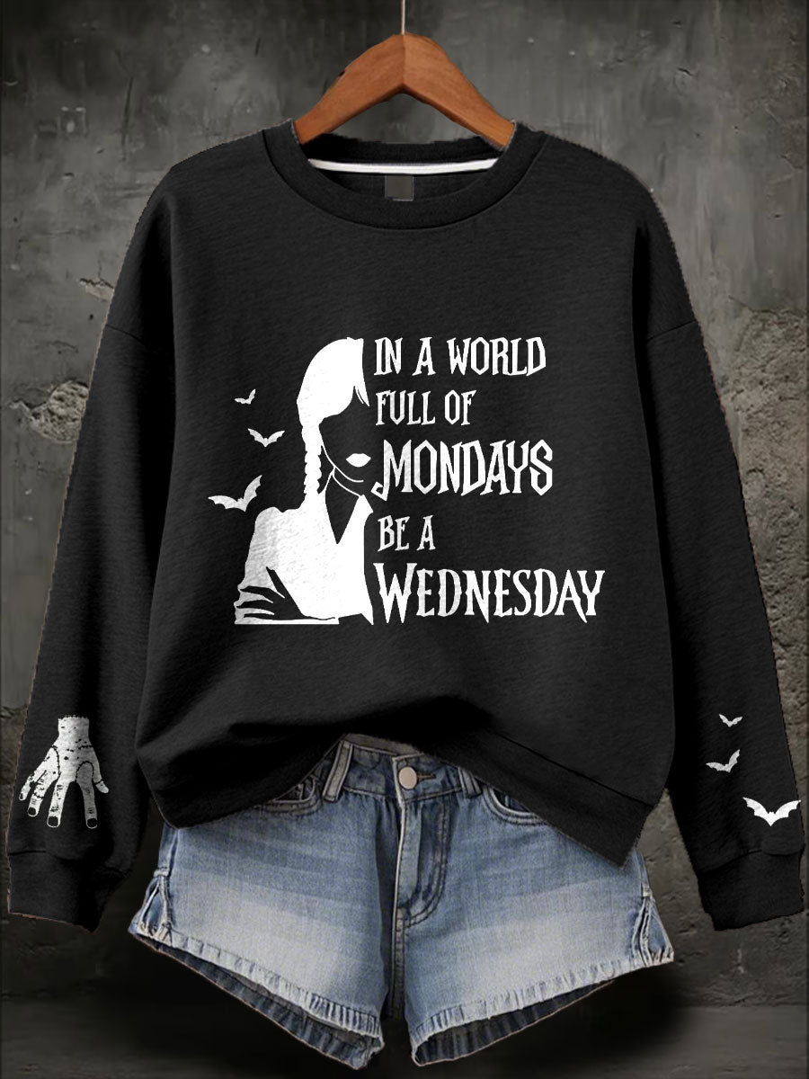 Women's Halloween Be A Wednesday Printed Sweatshirt
