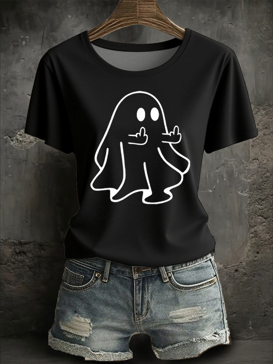 Women's halloween ghost Print short-sleeved T-shirt