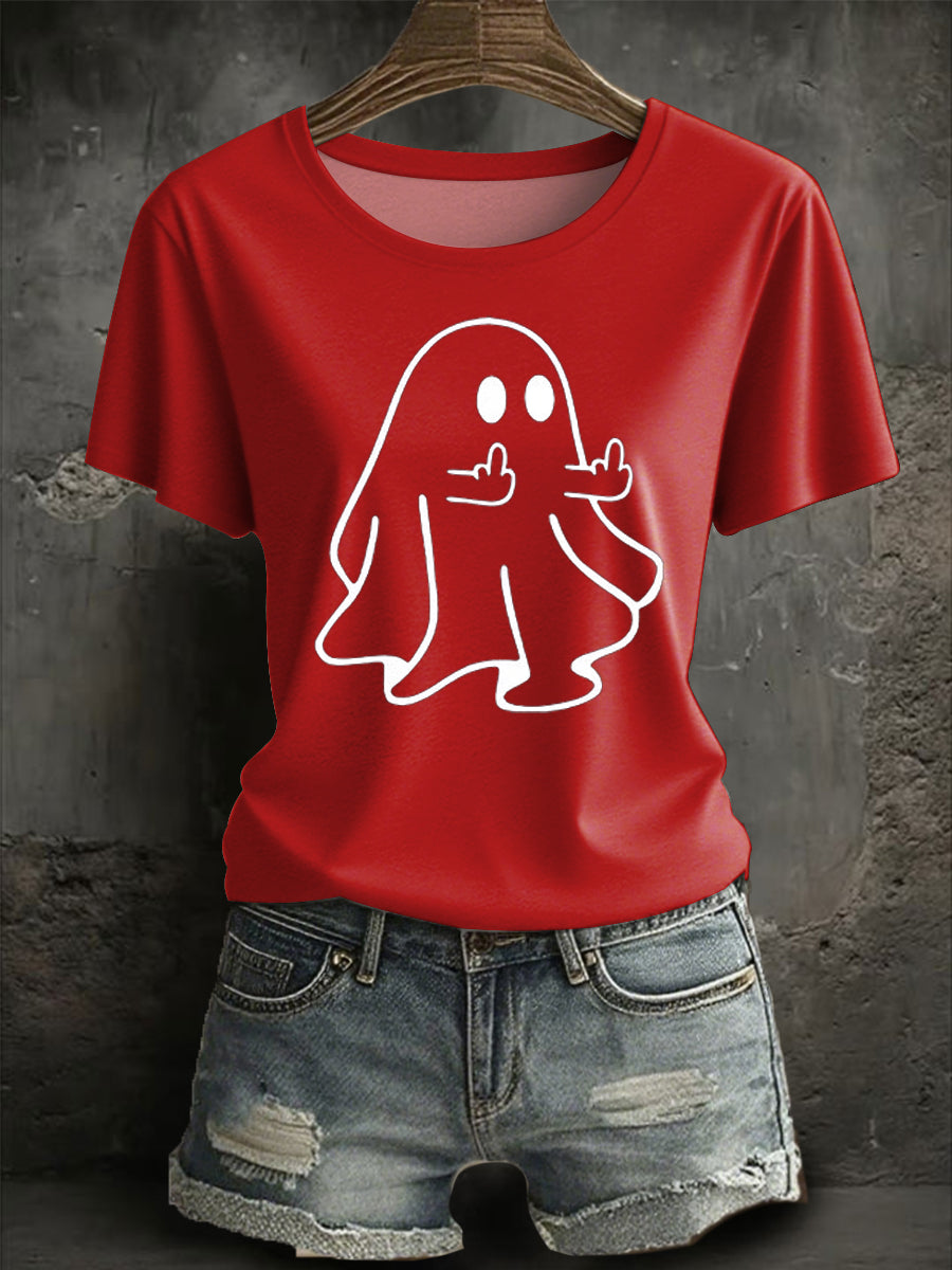 Women's halloween ghost Print short-sleeved T-shirt