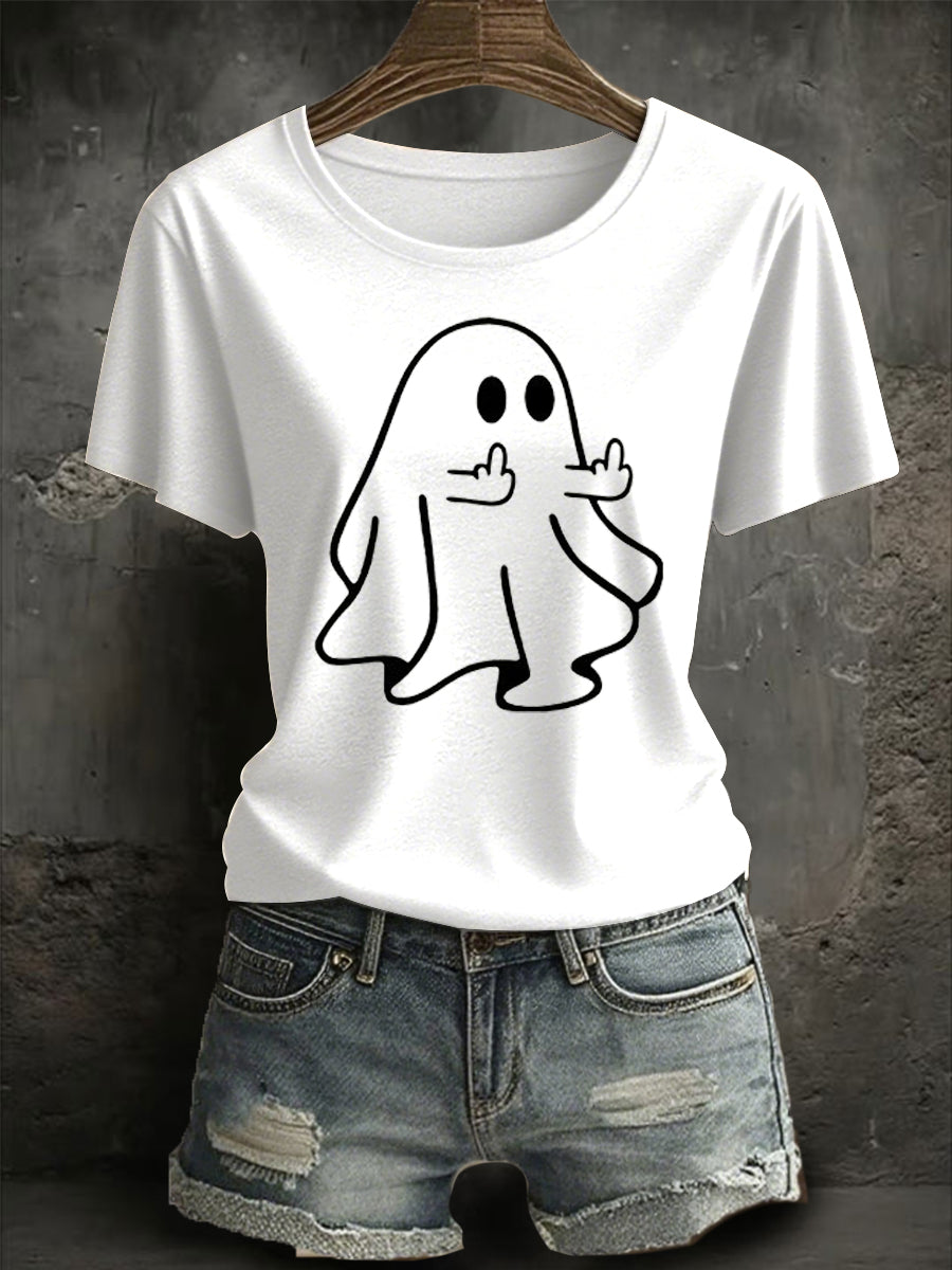 Women's halloween ghost Print short-sleeved T-shirt