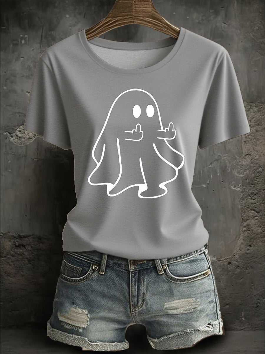 Women's halloween ghost Print short-sleeved T-shirt